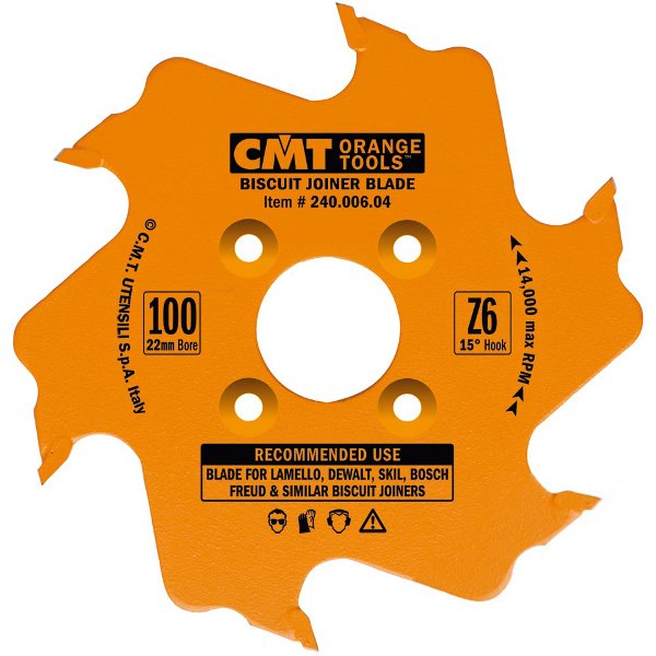 102333: CMT 4 inch Biscuit Joiner Blade - 22mm Bore