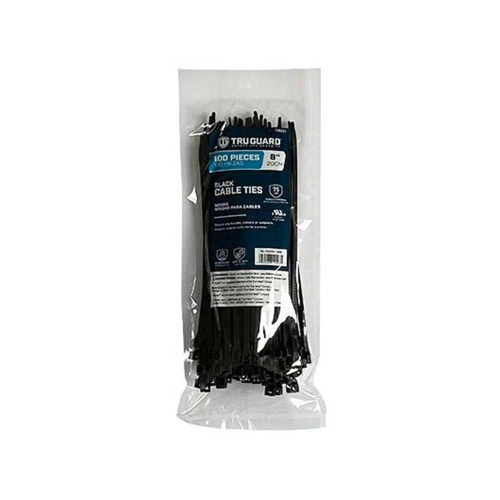 Tru Guard 8 inch Black Cable Ties - Pack of 100