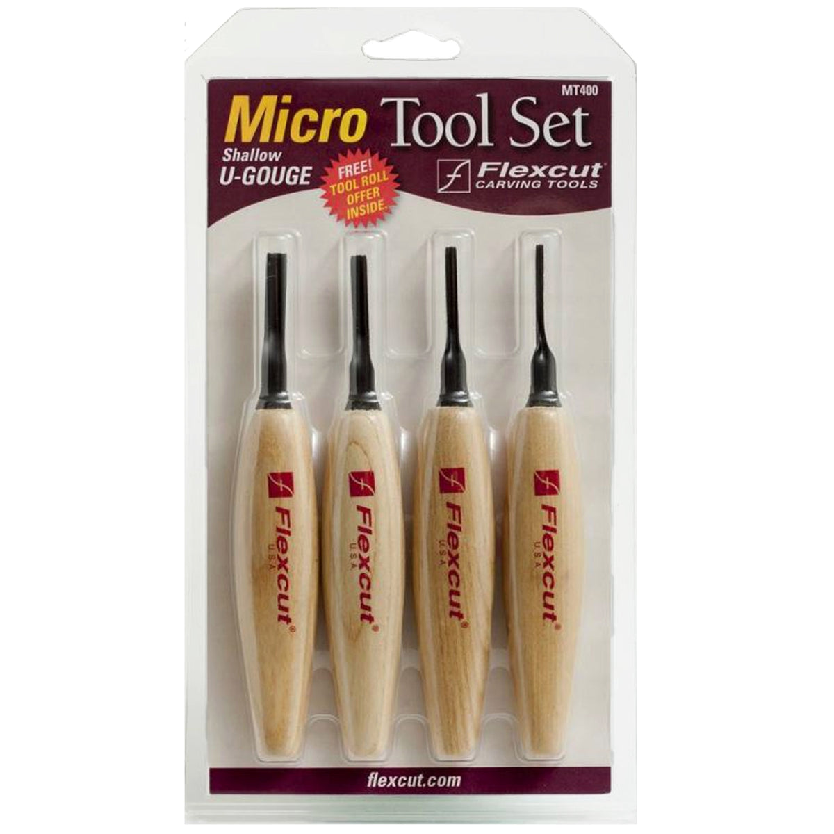 125474: Flexcut Micro Tool Set of 4 - Shallow U-Gouge