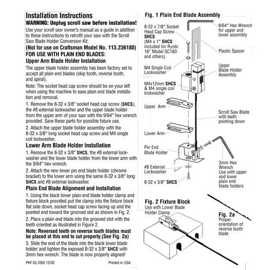 Olson AC49610 Scroll Saw Conversion Kit