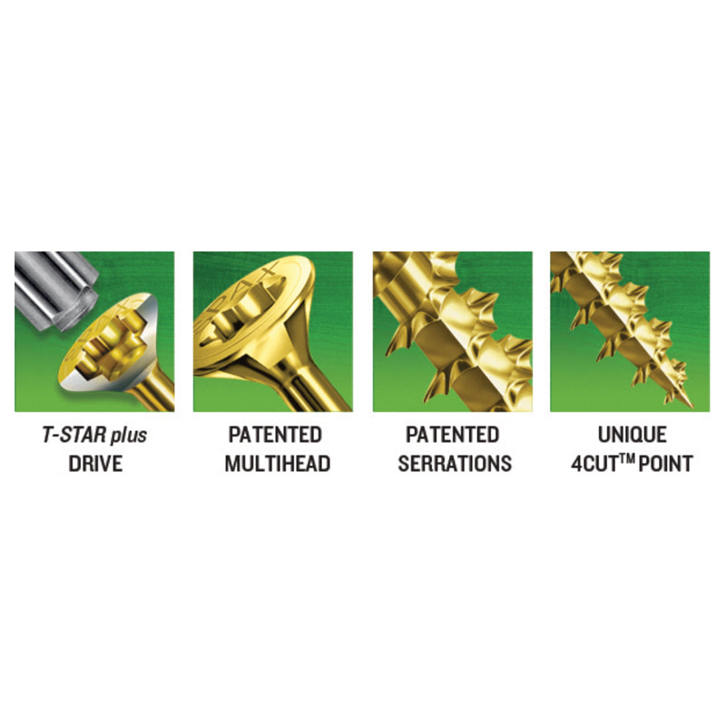 Spax Flat-Head Yellow Zinc T-Star Plus Screws