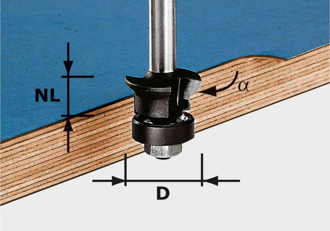 Festool 24mm Chamfer Edge Trim Bit - 8mm shank