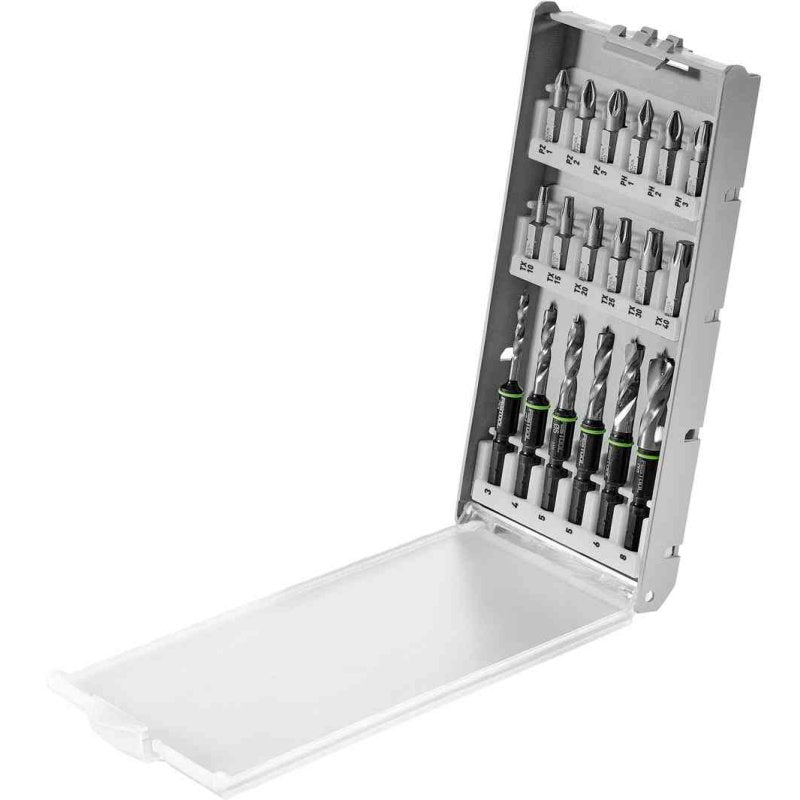 Festool Centrotec Stubby HSS Brad Point Drill Bits - Set of 6 with drivers