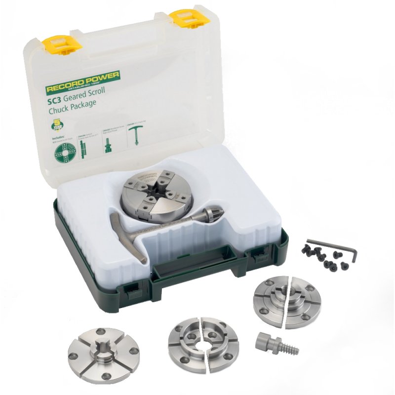 Record Power SC3 Geared Scroll Chuck Package