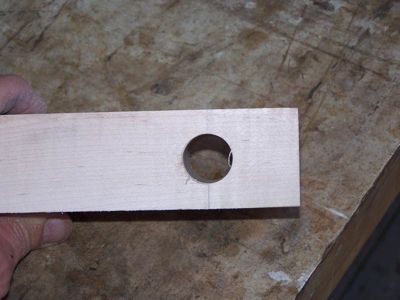 The jig with the 7/8" hole drilled