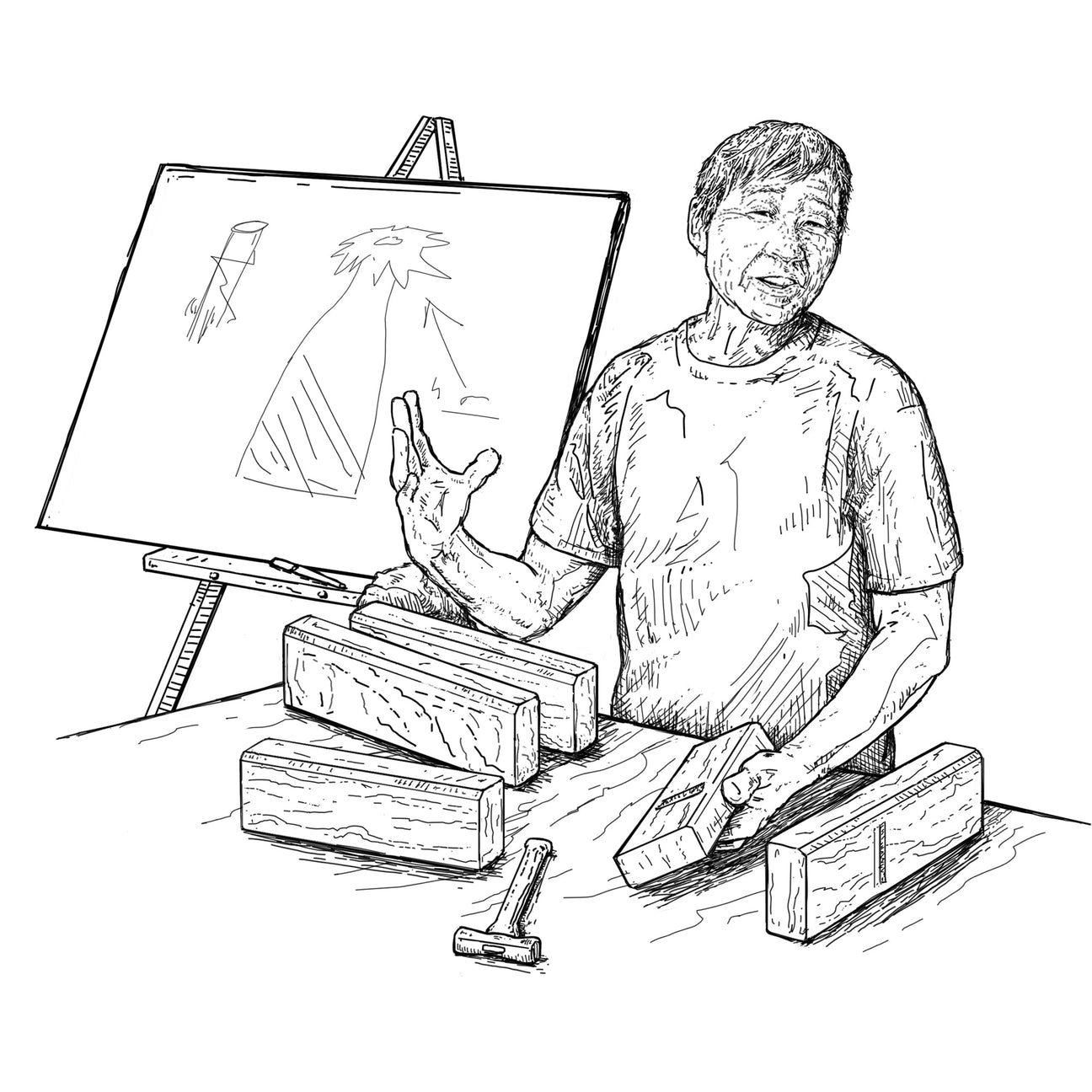 Toshio Odate giving a lecture in woodworking class
