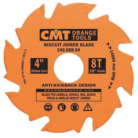 CMT 4 inch Biscuit Joiner Blade - 22mm Bore