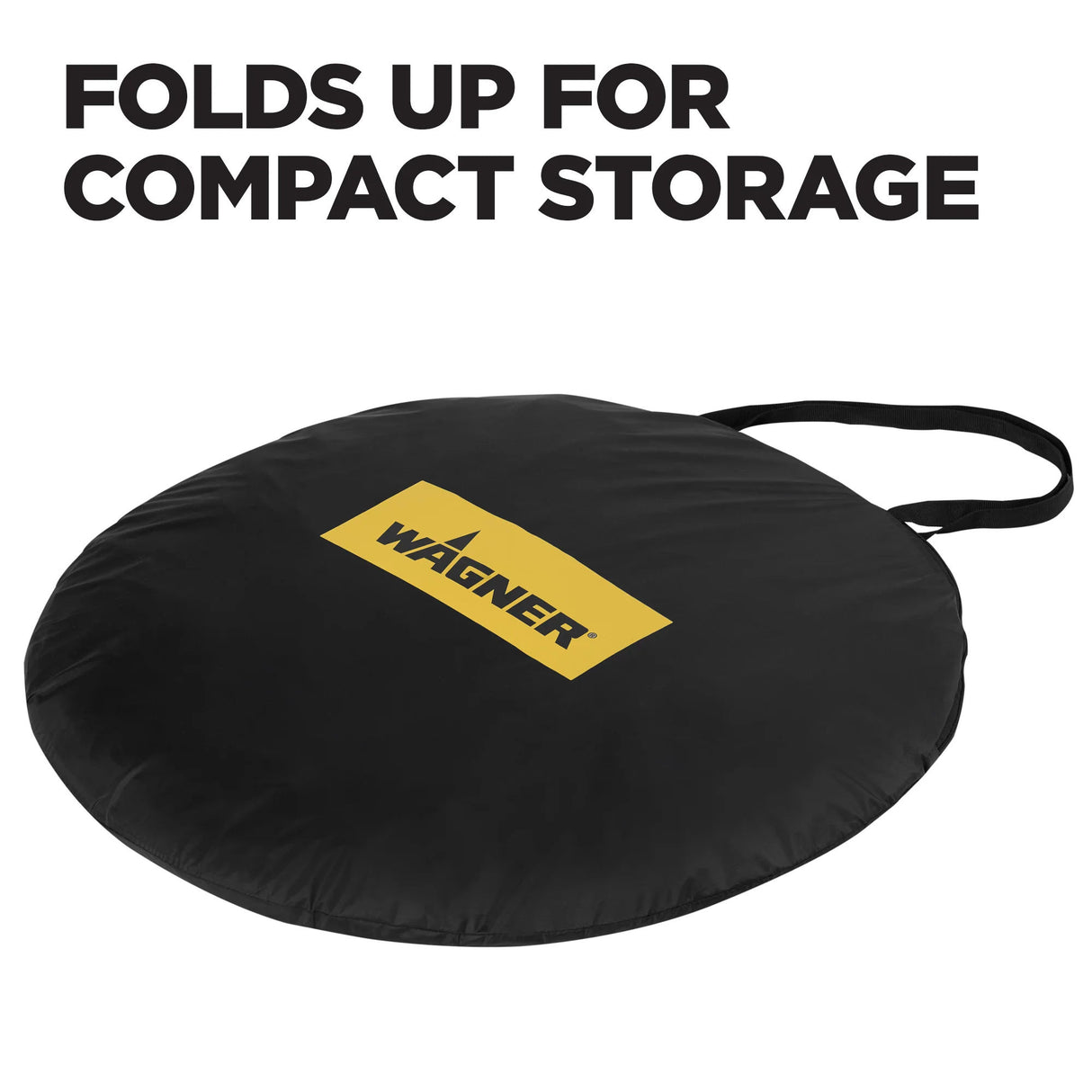 Black storage bag with a yellow Wagner logo on a white background