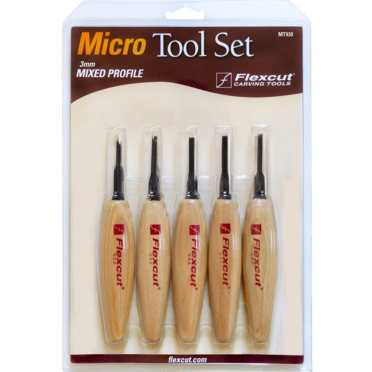 125786: Flexcut Micro Tool Set of 5 - 3mm Assortment