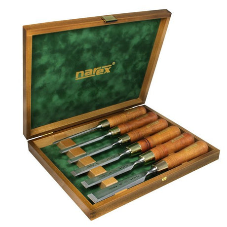 Narex Premium 6-Piece Bench Chisel Set in Wooden Box