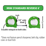ProCarpenter 6 foot Mini Left & Right Reading Tape