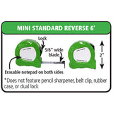 167373: ProCarpenter 6 foot Mini Left & Right Reading Tape