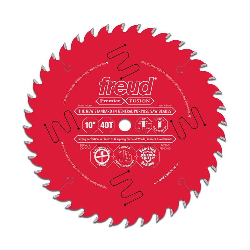 Freud Premier Fusion General Purpose Blade - 10" x 40 Tooth - 1/8" Kerf