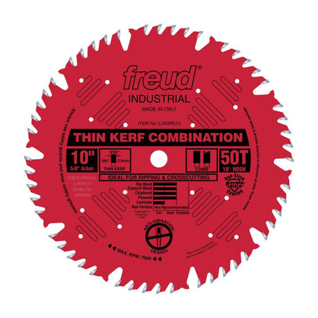 Freud Thin Kerf Combination Blade: 10" x 50 Tooth - 3/32" Kerf