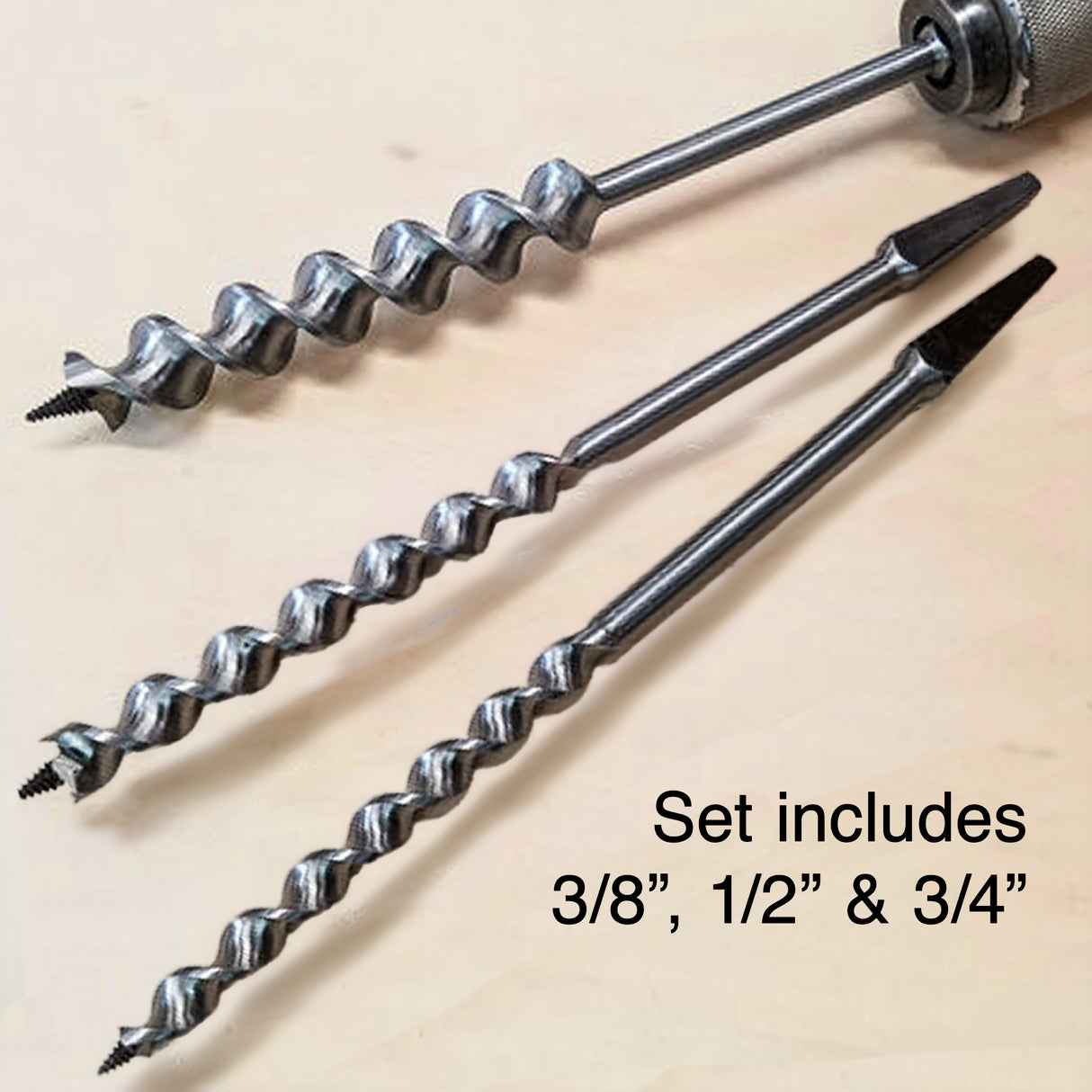Fisch Jennings Pattern Auger Bit set of three.  3/8", 1/2" & 3/4"