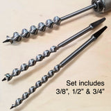 Fisch Jennings Pattern Auger Bit set of three.  3/8", 1/2" & 3/4"