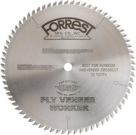 Forrest Ply Veneer Worker Blade - 10 inch 70 tooth - PVW