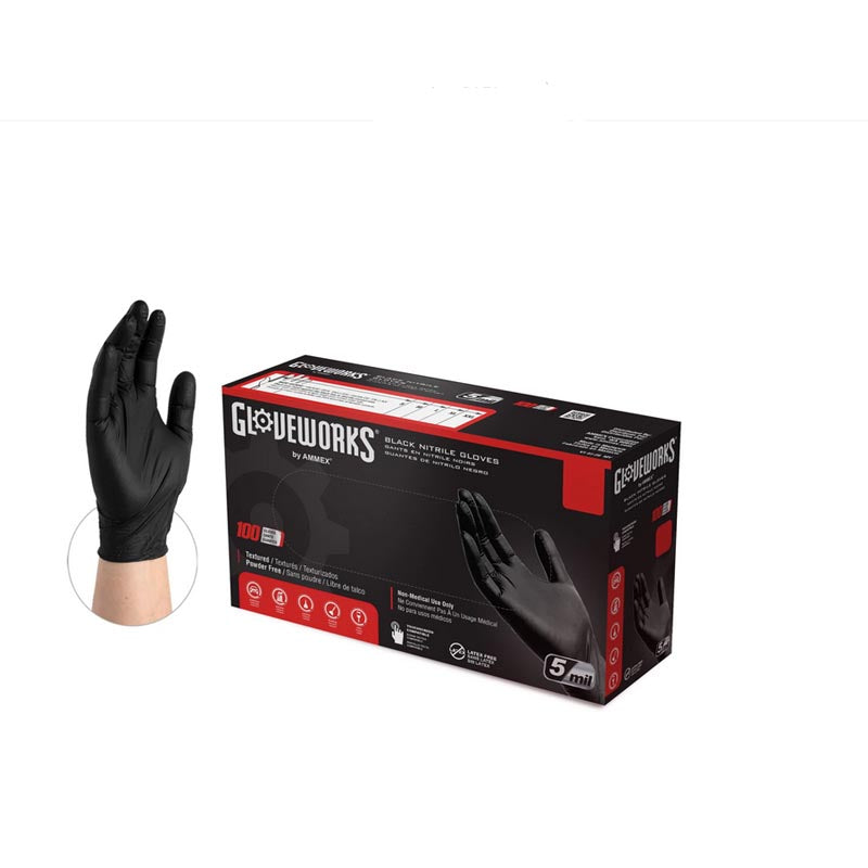 Black 5mil Nitrile Disposable Gloves - Pack of 100
