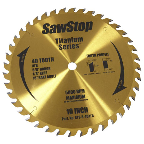 305019: SawStop Titanium Series 10 inch Saw Blade