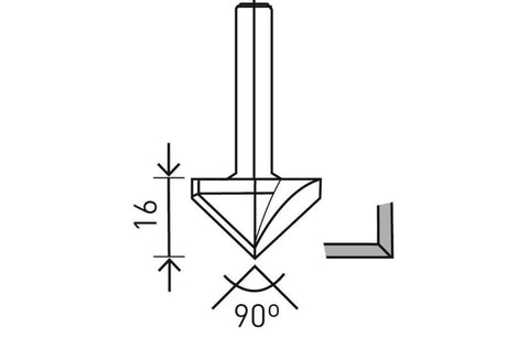 Festool 32mm 90 deg. V-Groove Bit - 8mm shank