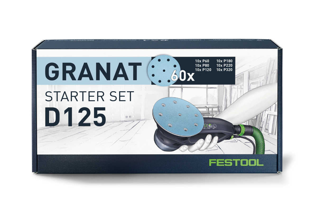 Festool Granat 125mm Sanding Disc Starter Set - Pack of 60