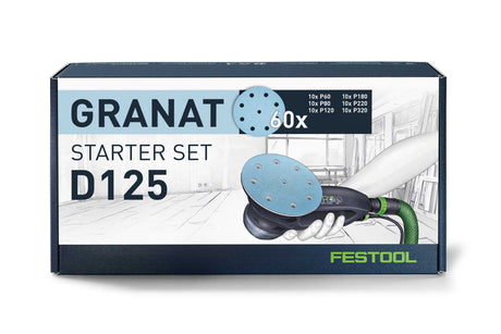 Festool Granat 125mm Sanding Disc Starter Set - Pack of 60