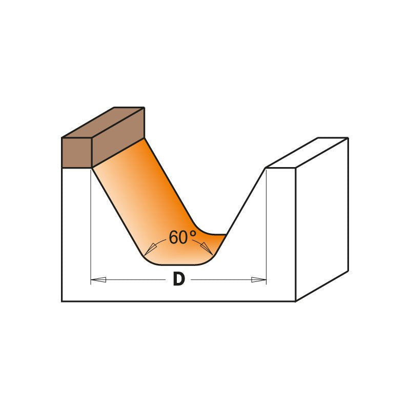 CMT 60 Degree Lettering Router Bit with Bearing - 1/2 shank