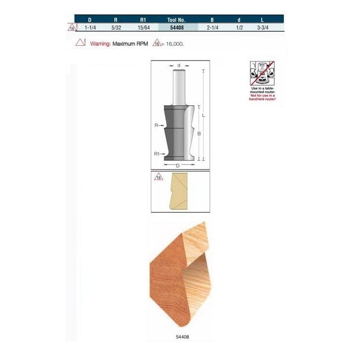 Amana 2-1/4 inch Crown Molding Bit - 1/2 inch shank