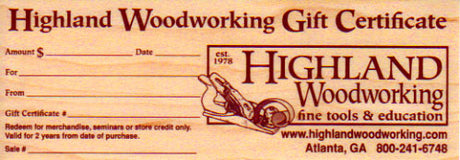 Highland Woodworking Gift Certificate