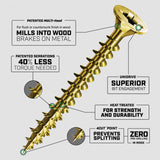 Spax Flat-Head Yellow Zinc Plated Screws - Unidrive - Square Drive
